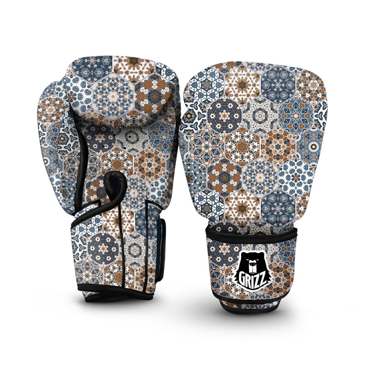 Mosaic Print Pattern Boxing Gloves-grizzshop