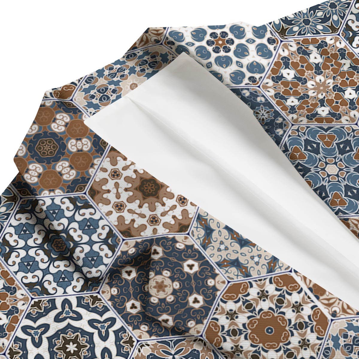 Mosaic Print Pattern Men's Blazer-grizzshop
