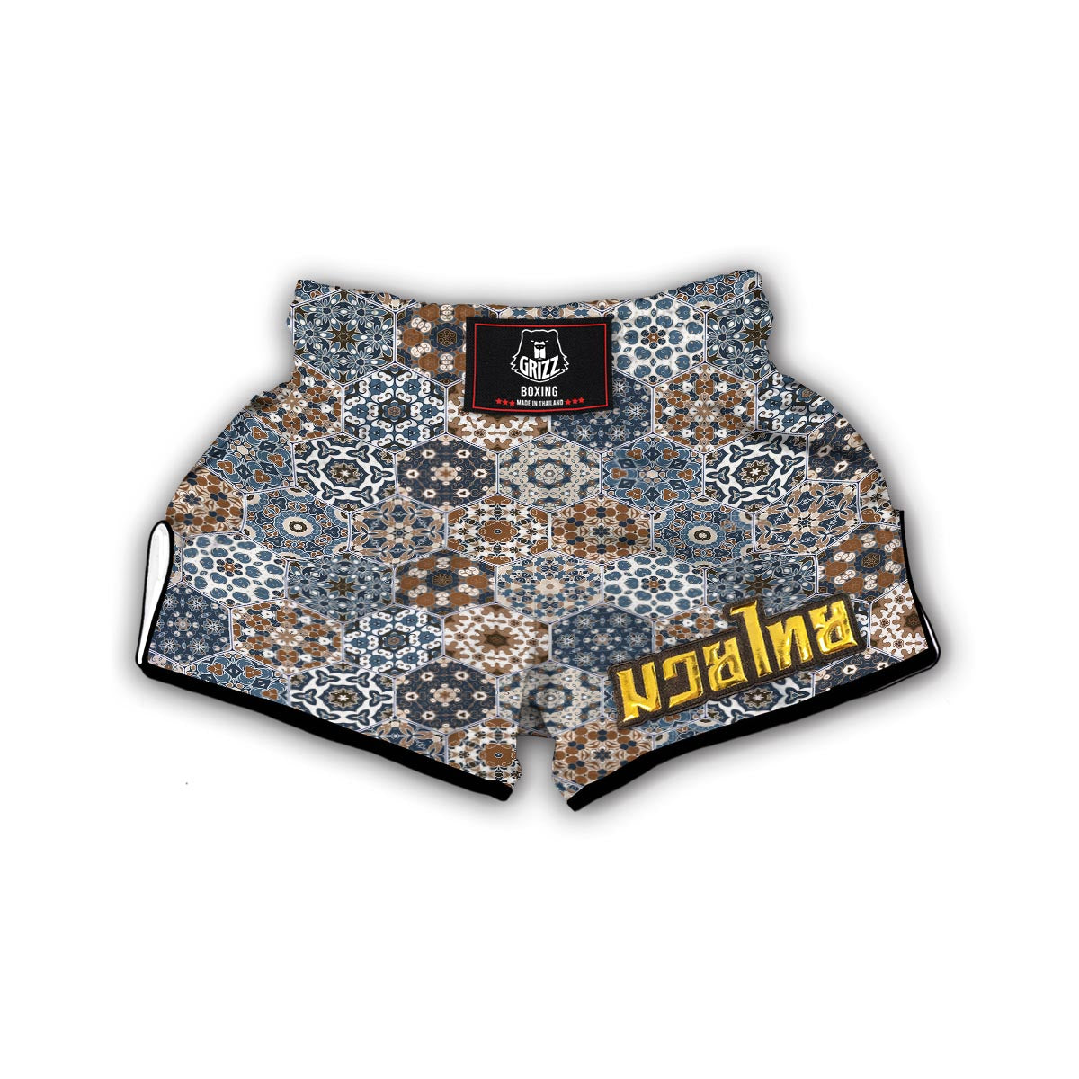 Mosaic Print Pattern Muay Thai Boxing Shorts-grizzshop