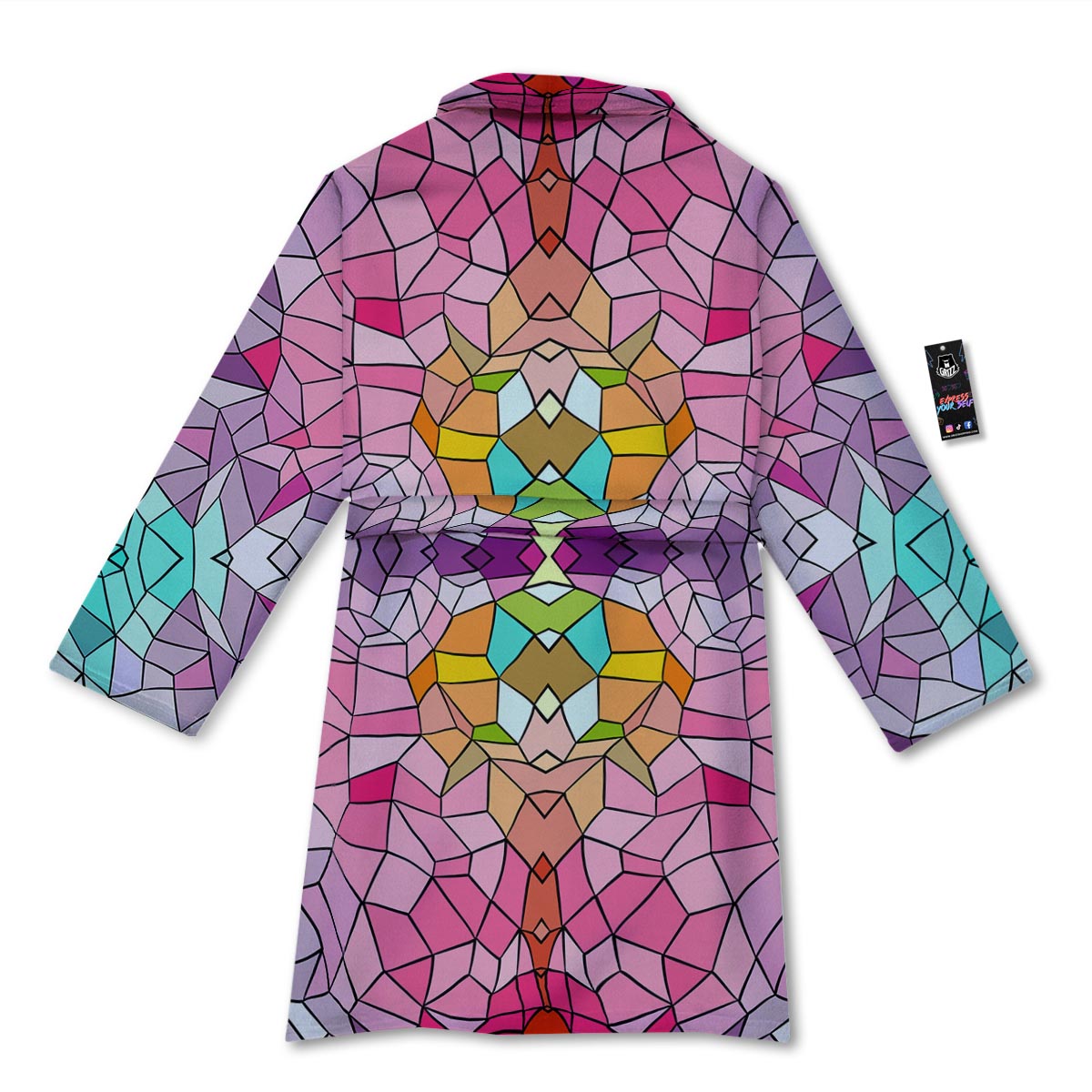 Mosaic Stained Glass Print Pattern Bathrobe-grizzshop