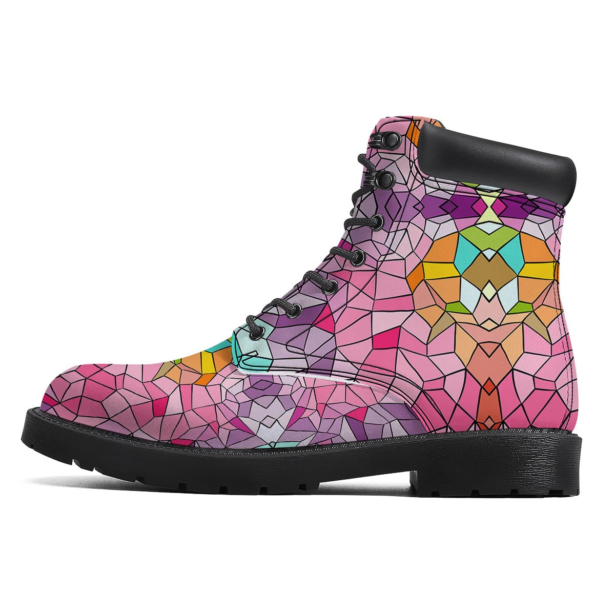 Mosaic Stained Glass Print Pattern Boots-grizzshop