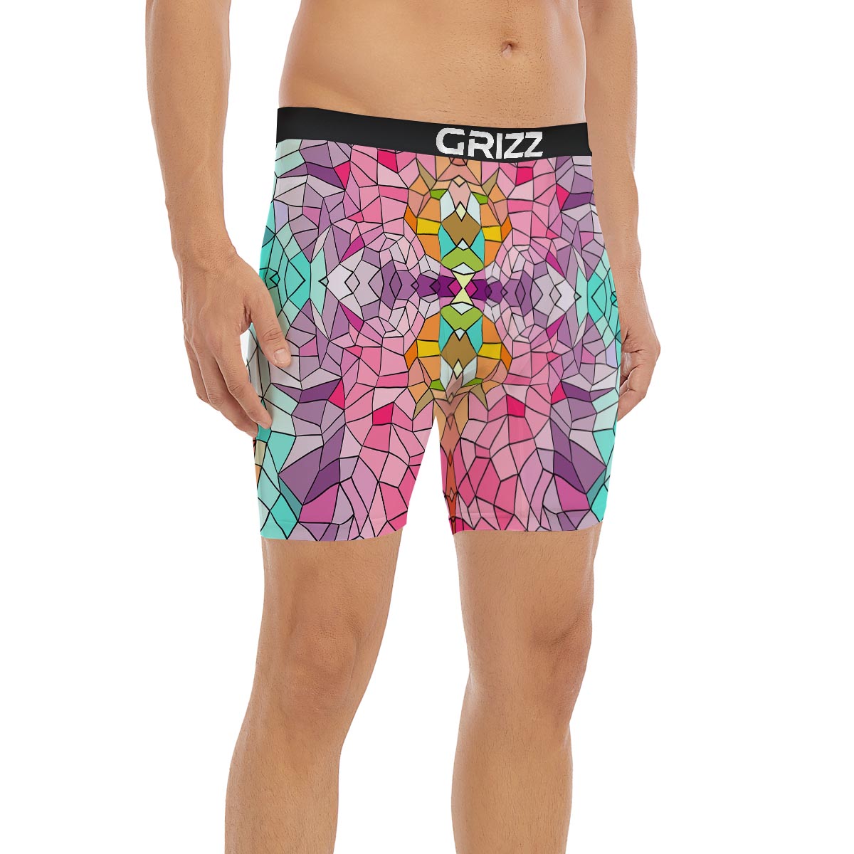 Mosaic Stained Glass Print Pattern Boxer Briefs-grizzshop