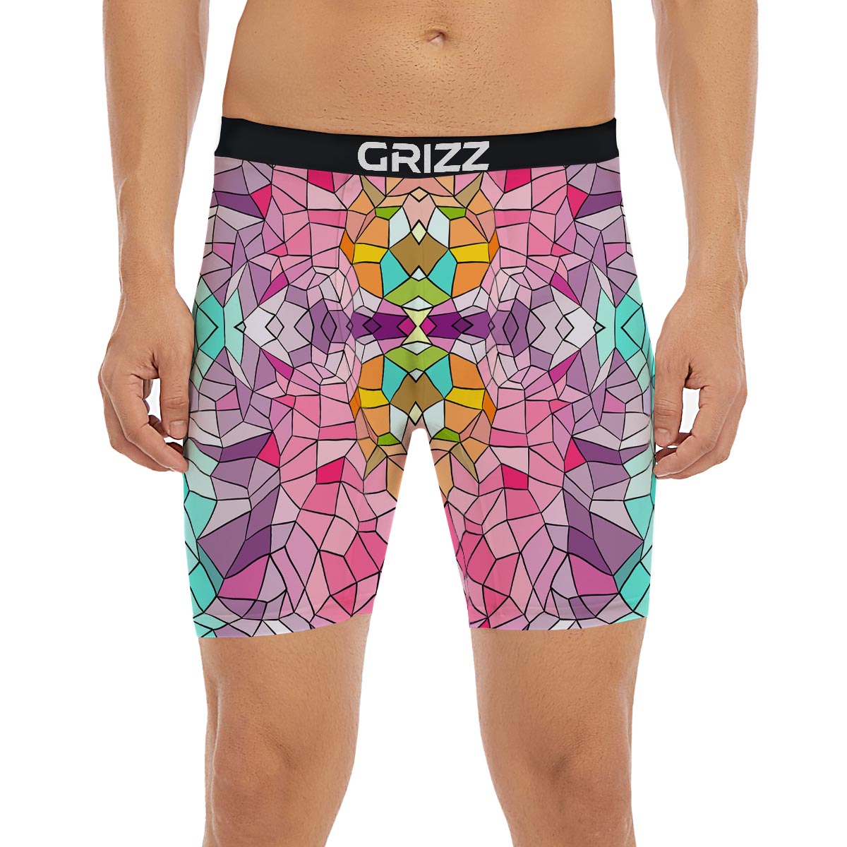 Mosaic Stained Glass Print Pattern Boxer Briefs-grizzshop