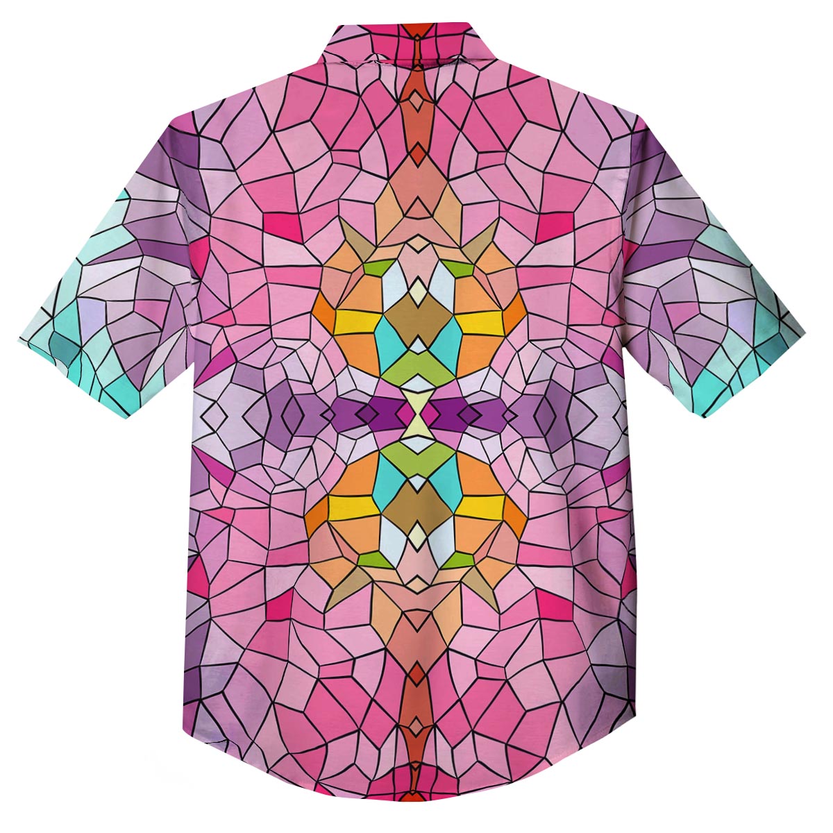Mosaic Stained Glass Print Pattern Button Up Shirt-grizzshop