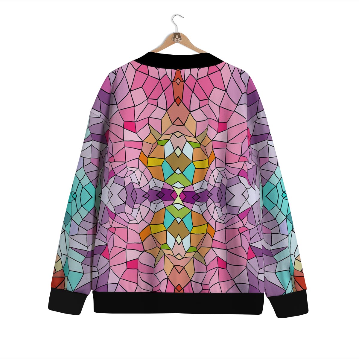 Mosaic Stained Glass Print Pattern Cardigan-grizzshop
