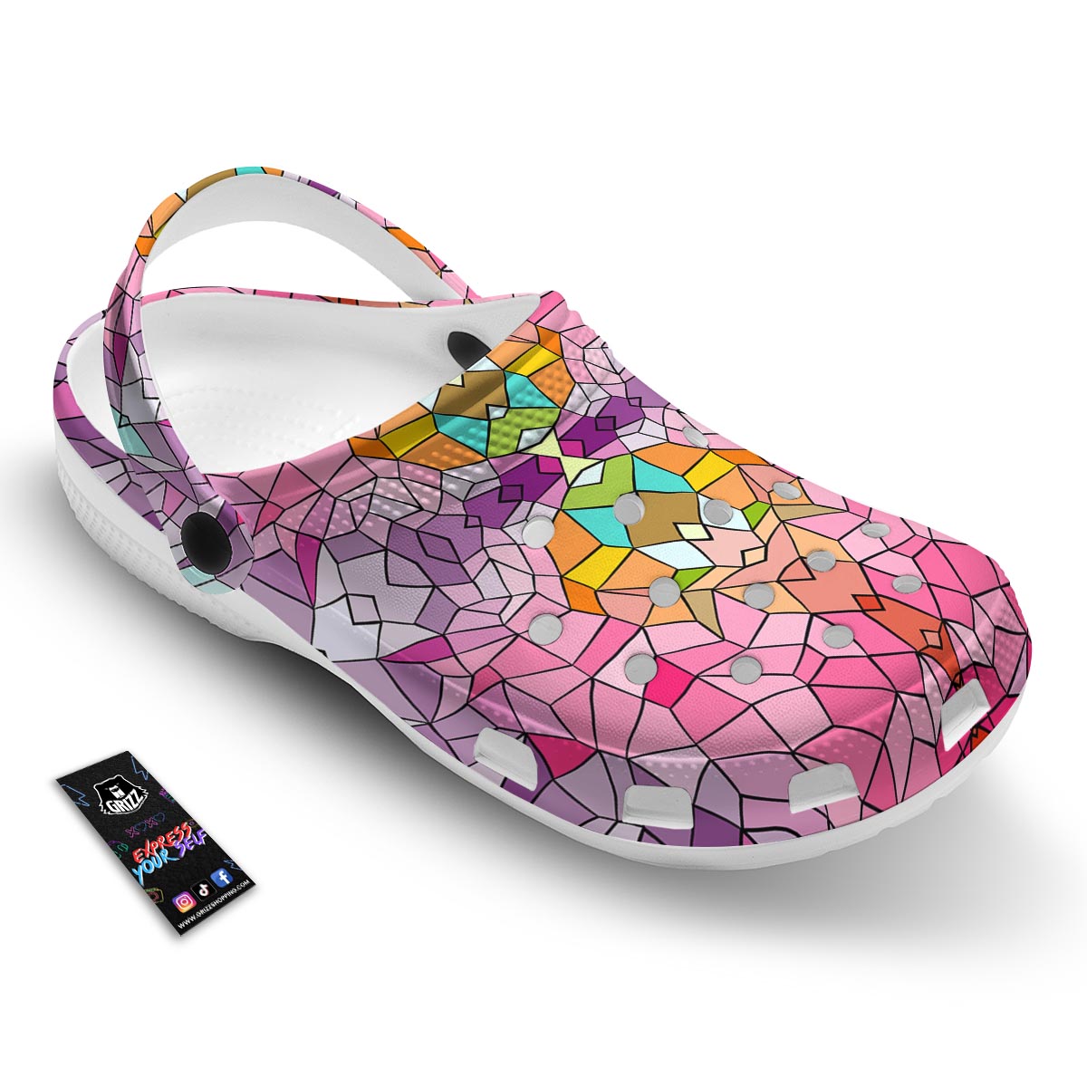 Mosaic Stained Glass Print Pattern Clog-grizzshop
