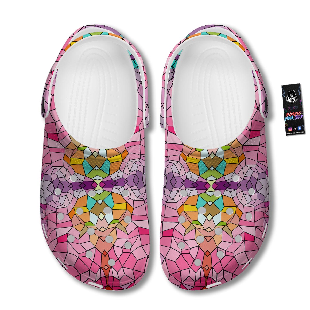 Mosaic Stained Glass Print Pattern Clog-grizzshop
