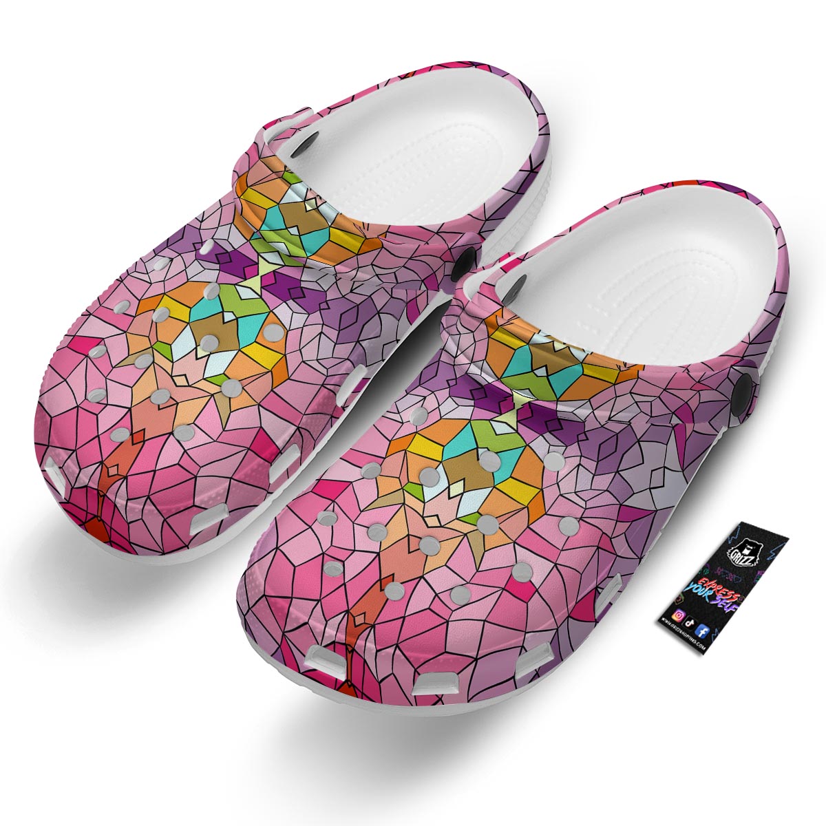 Mosaic Stained Glass Print Pattern Clog-grizzshop