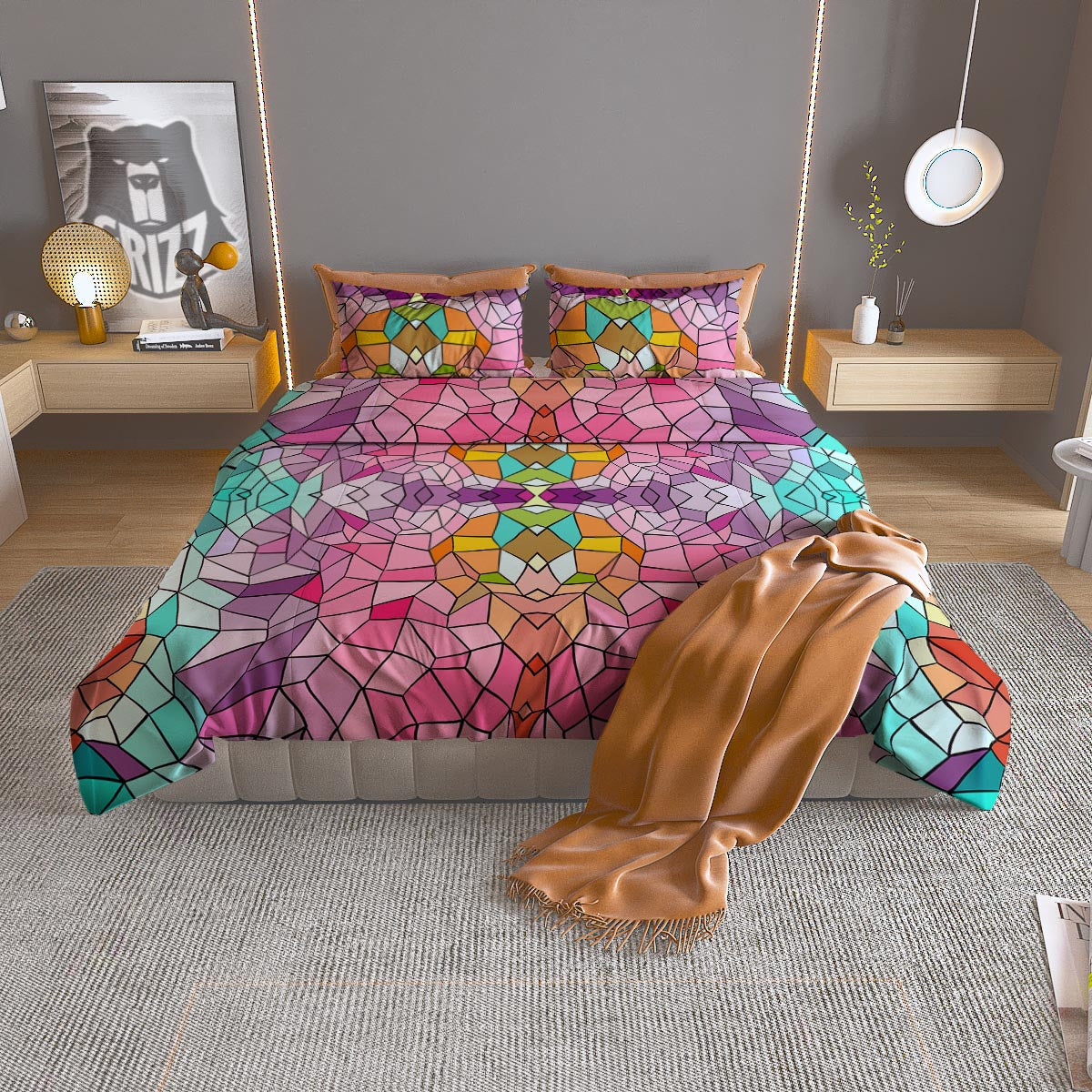 Moving Optical Yellow Hive Illusion Duvet Cover Bedding Set
