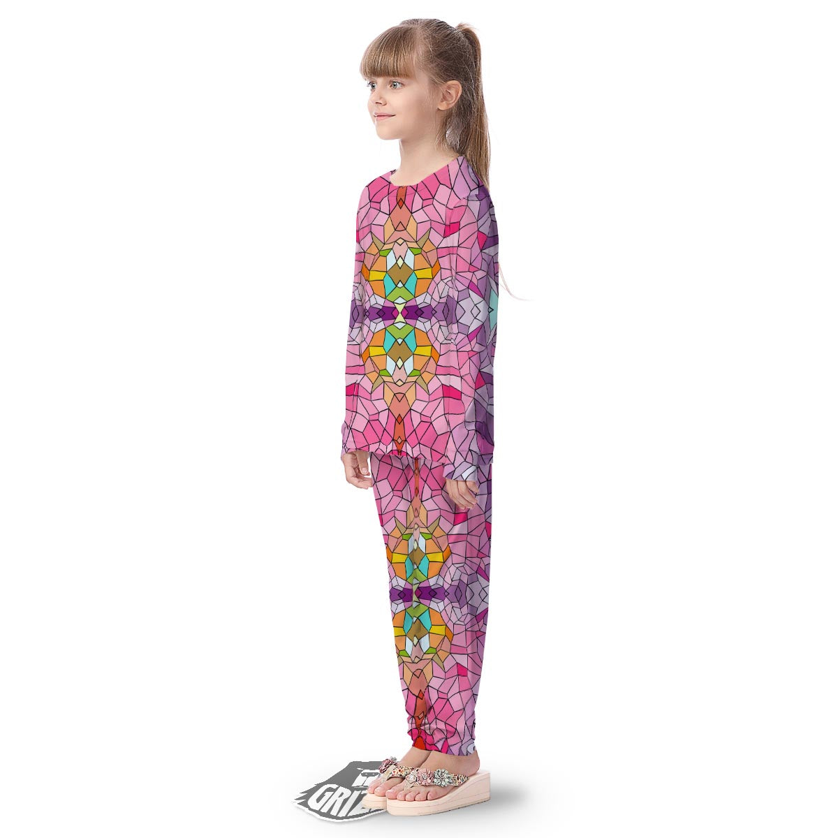 Mosaic Stained Glass Print Pattern Kid's Pajamas-grizzshop