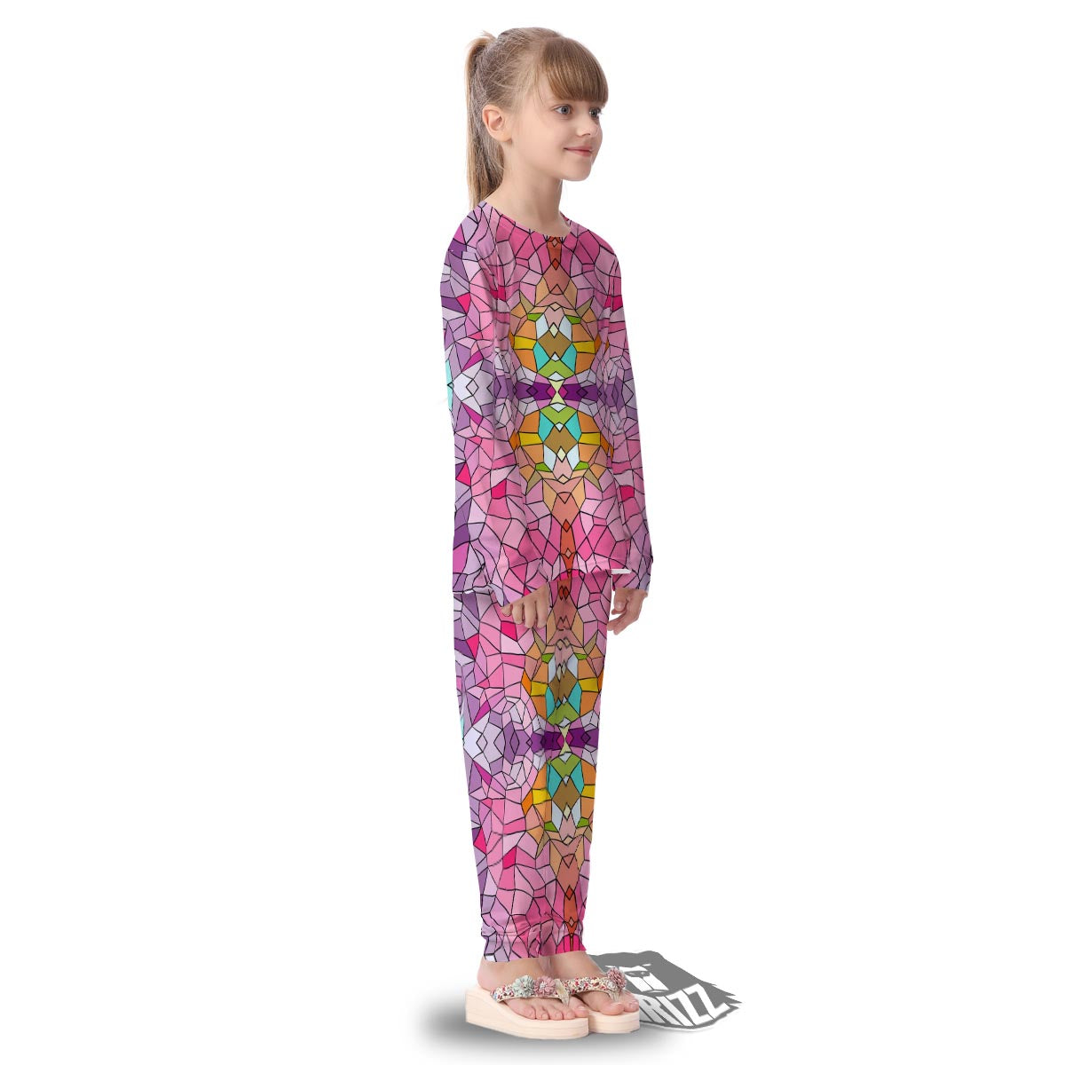 Mosaic Stained Glass Print Pattern Kid's Pajamas-grizzshop