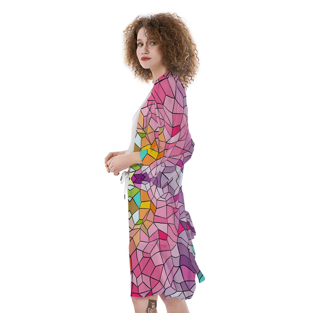 Mosaic Stained Glass Print Pattern Kimono-grizzshop