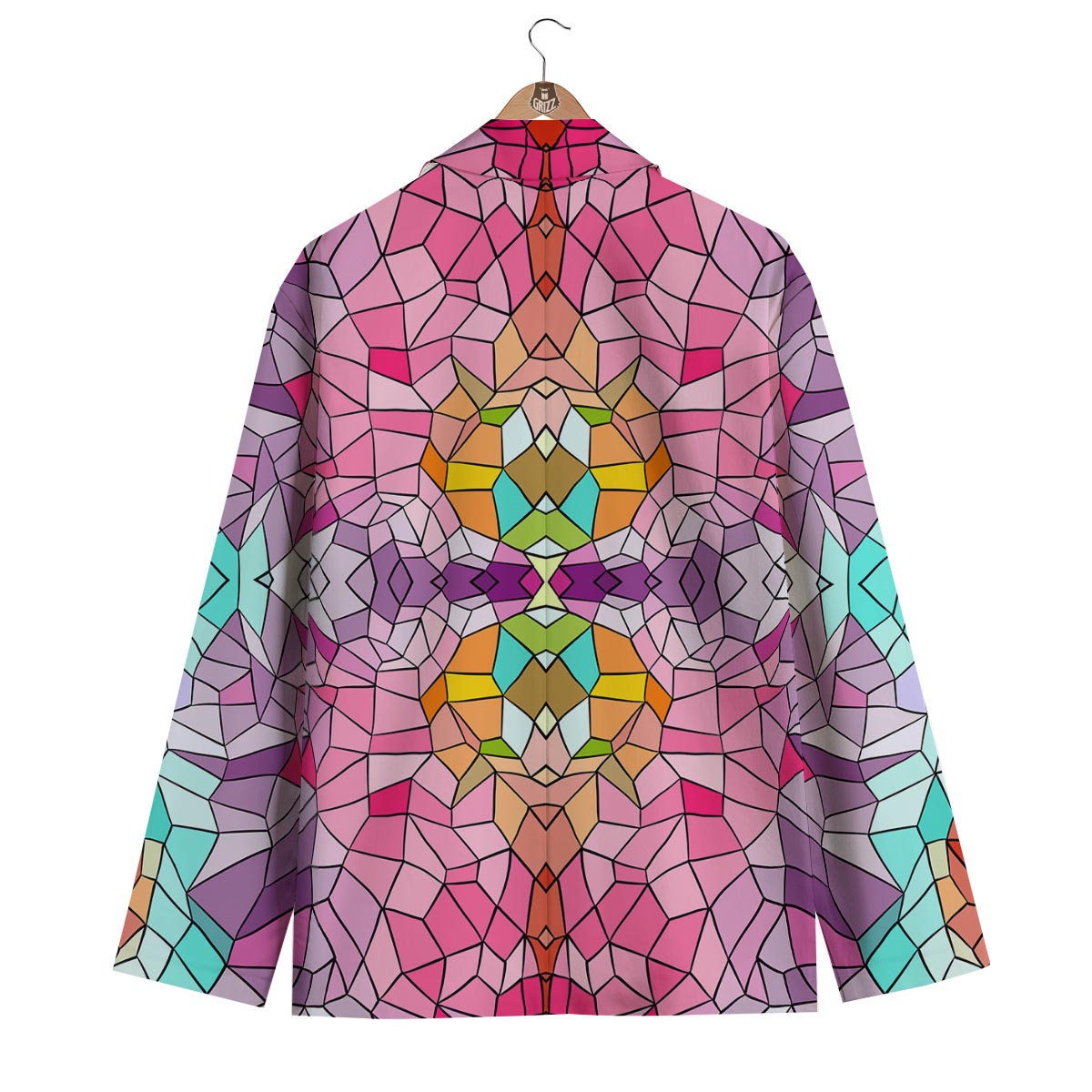 Mosaic Stained Glass Print Pattern Men's Blazer-grizzshop