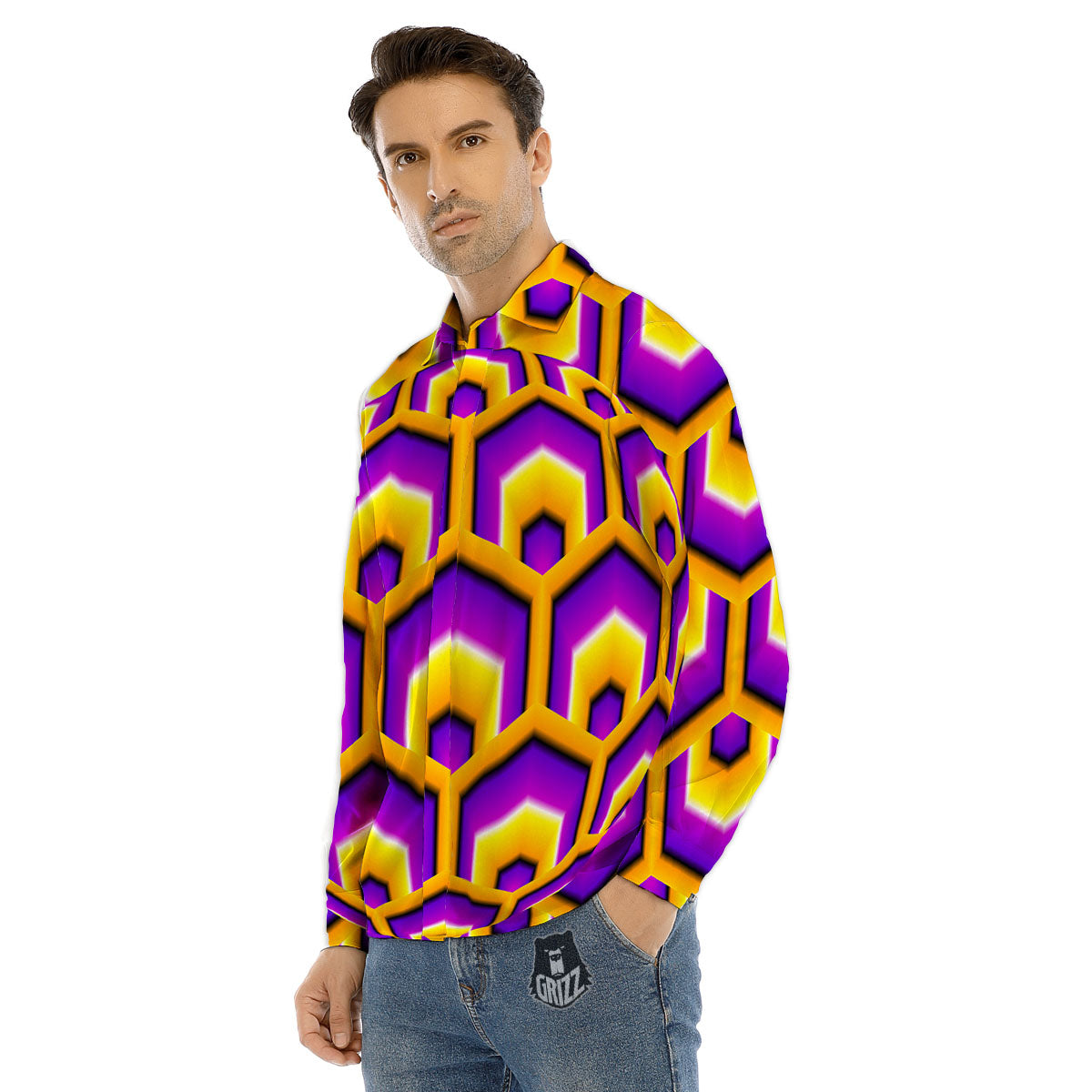 Mosaic Stained Glass Print Pattern Men's Dress Shirts-grizzshop
