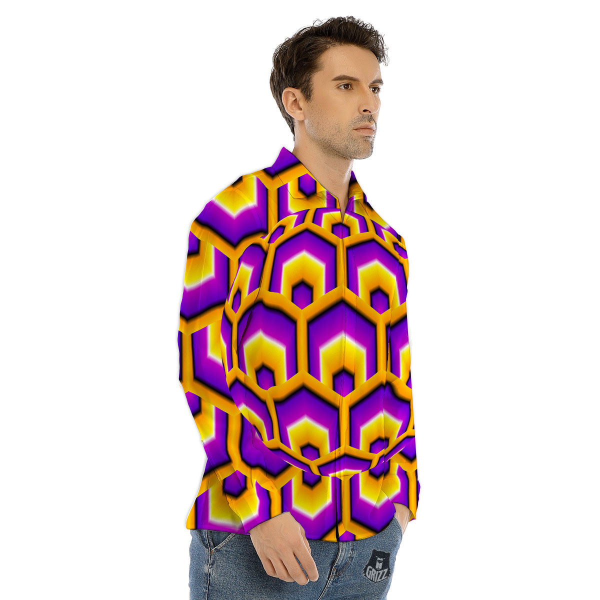 Mosaic Stained Glass Print Pattern Men's Dress Shirts-grizzshop
