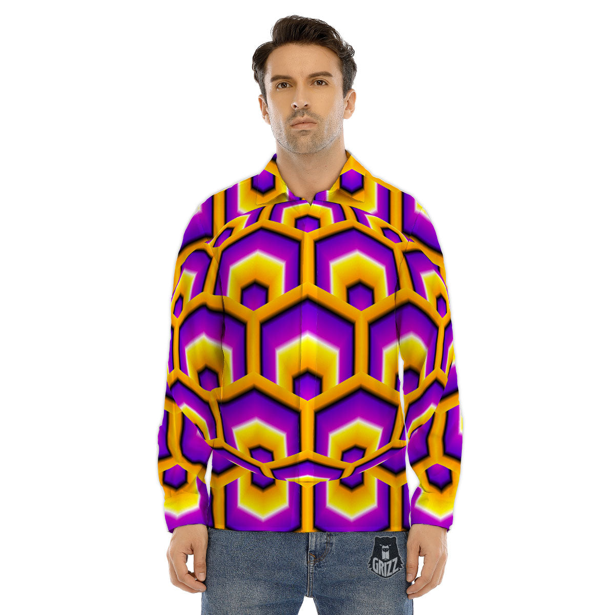 Mosaic Stained Glass Print Pattern Men's Dress Shirts-grizzshop