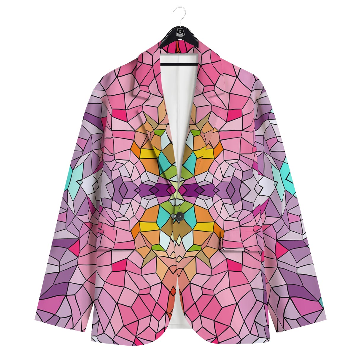 Mosaic Stained Glass Print Pattern Men's Sport Coat-grizzshop