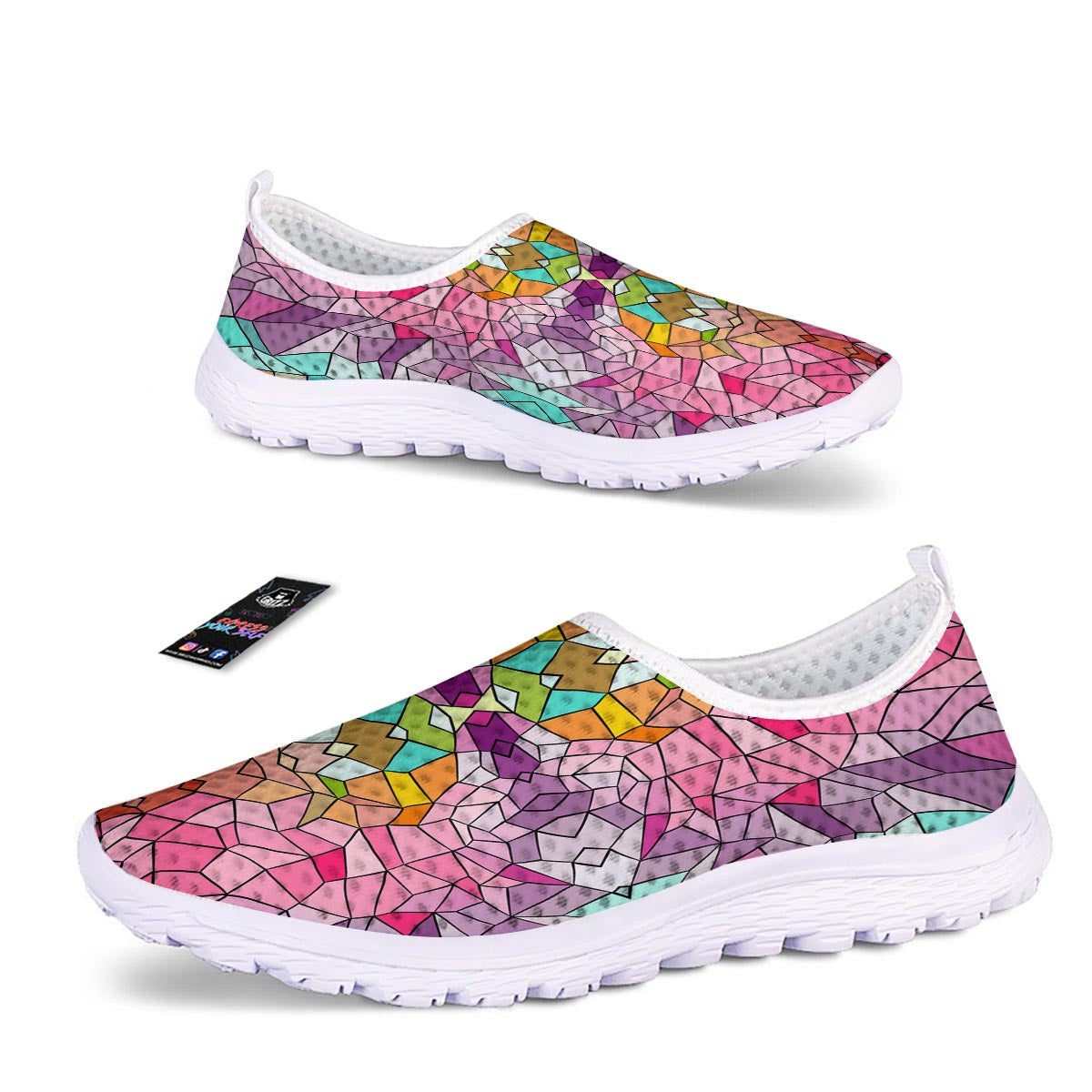 Mosaic Stained Glass Print Pattern Nurse Shoes-grizzshop