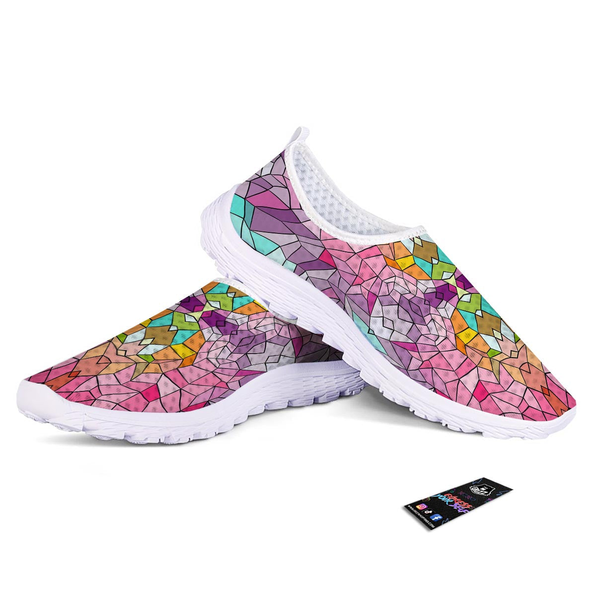 Mosaic Stained Glass Print Pattern Nurse Shoes-grizzshop