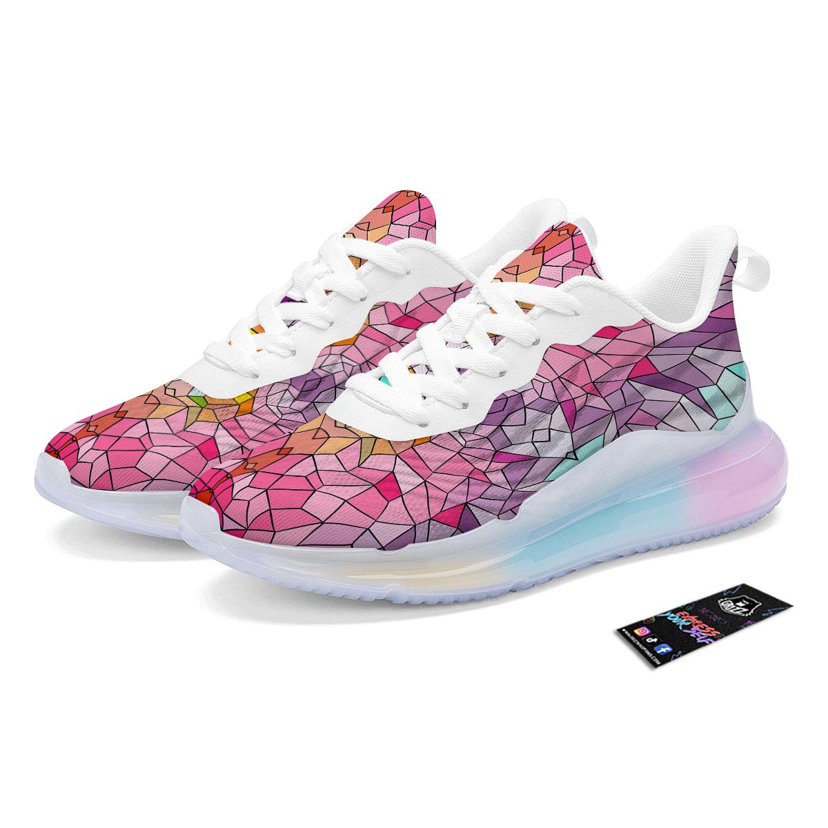Mosaic Stained Glass Print Pattern Running Sneakers-grizzshop