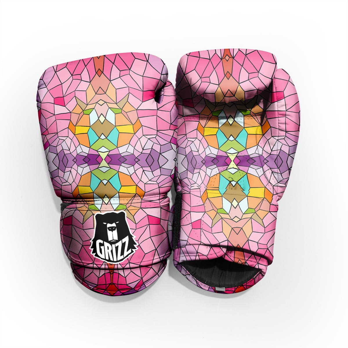 Mosaic Stained Glass Print Pattern Pro Boxing Glove