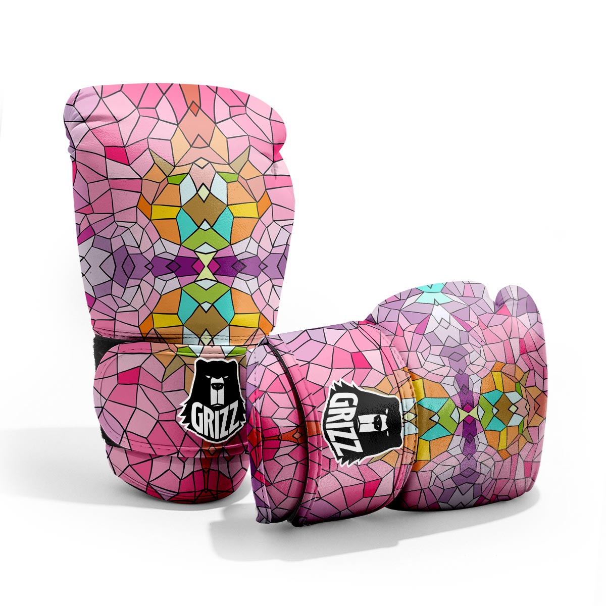 Mosaic Stained Glass Print Pattern Pro Boxing Glove