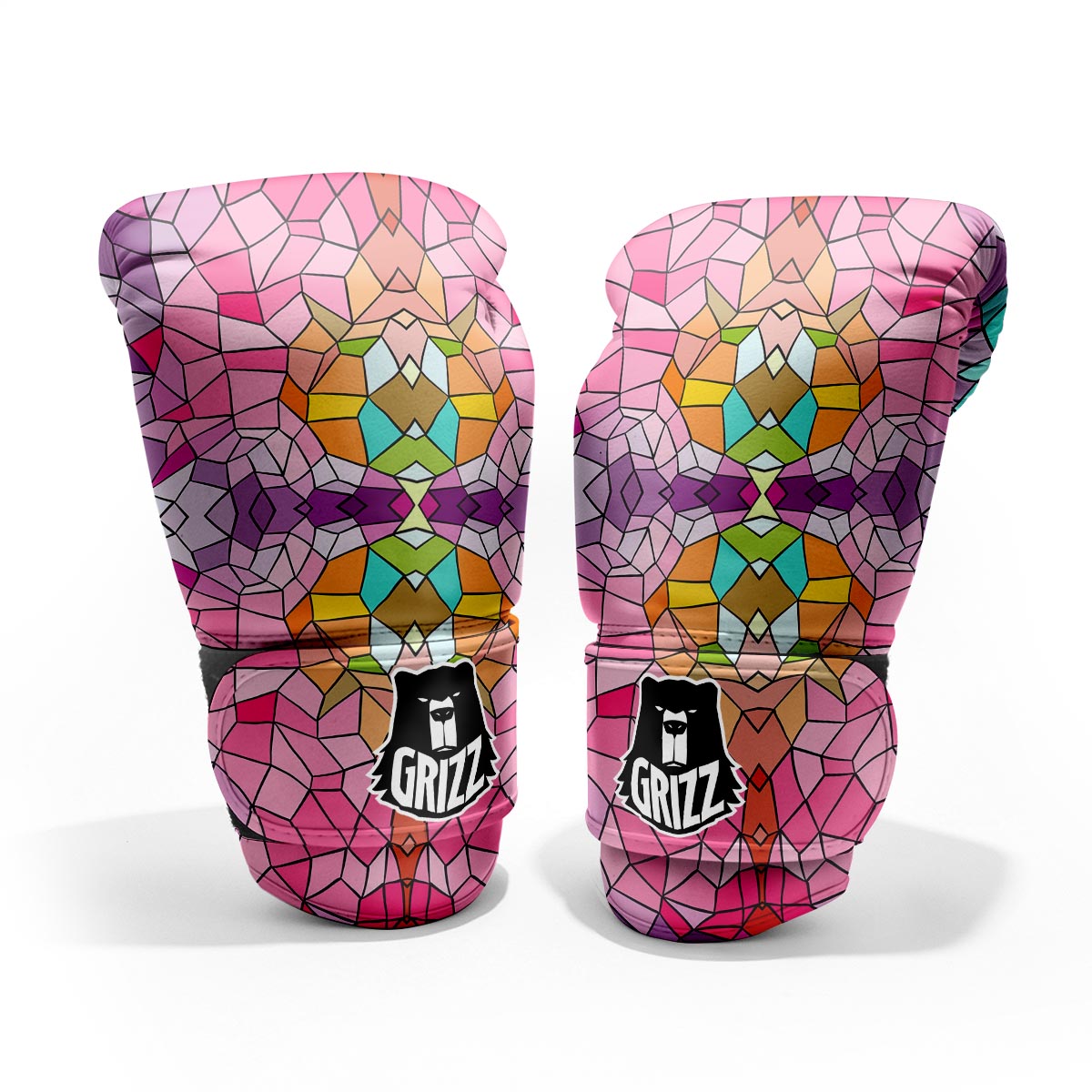 Mosaic Stained Glass Print Pattern Pro Boxing Glove