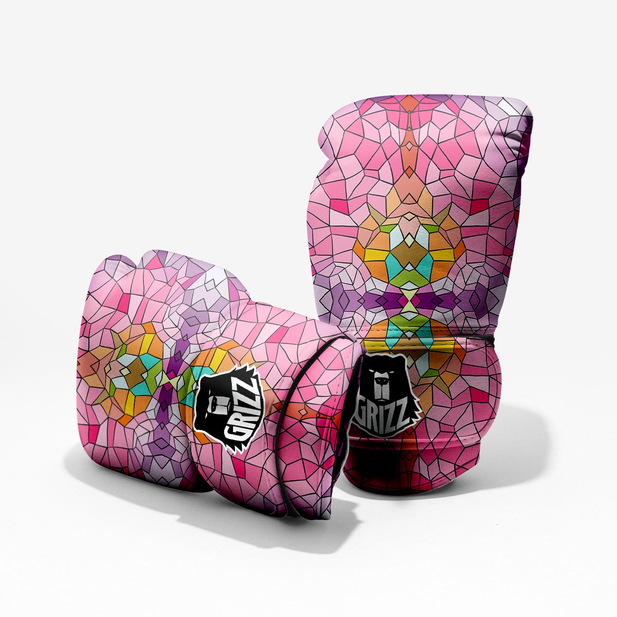 Mosaic Stained Glass Print Pattern Pro Boxing Glove