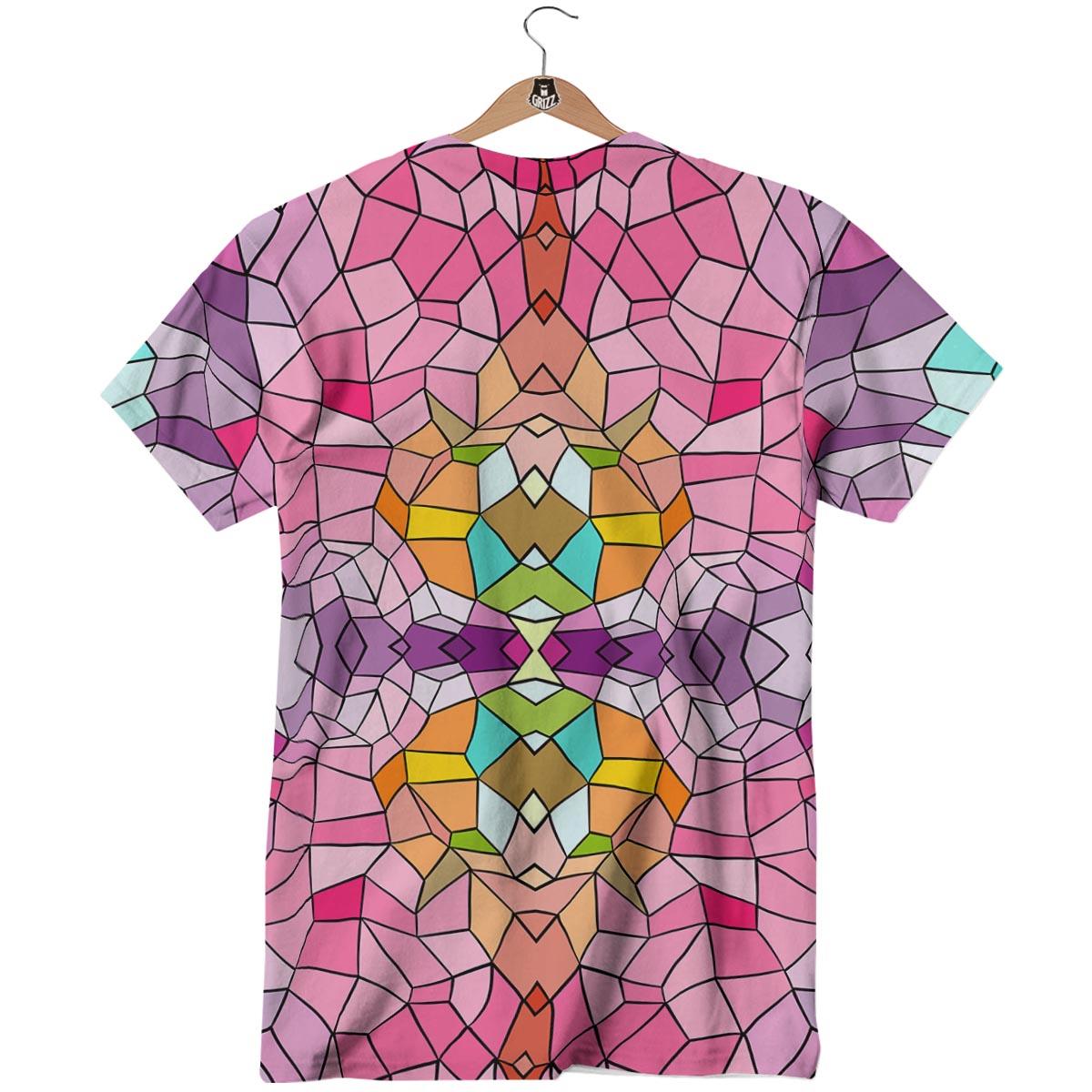 Mosaic Stained Glass Print Pattern T-Shirt-grizzshop