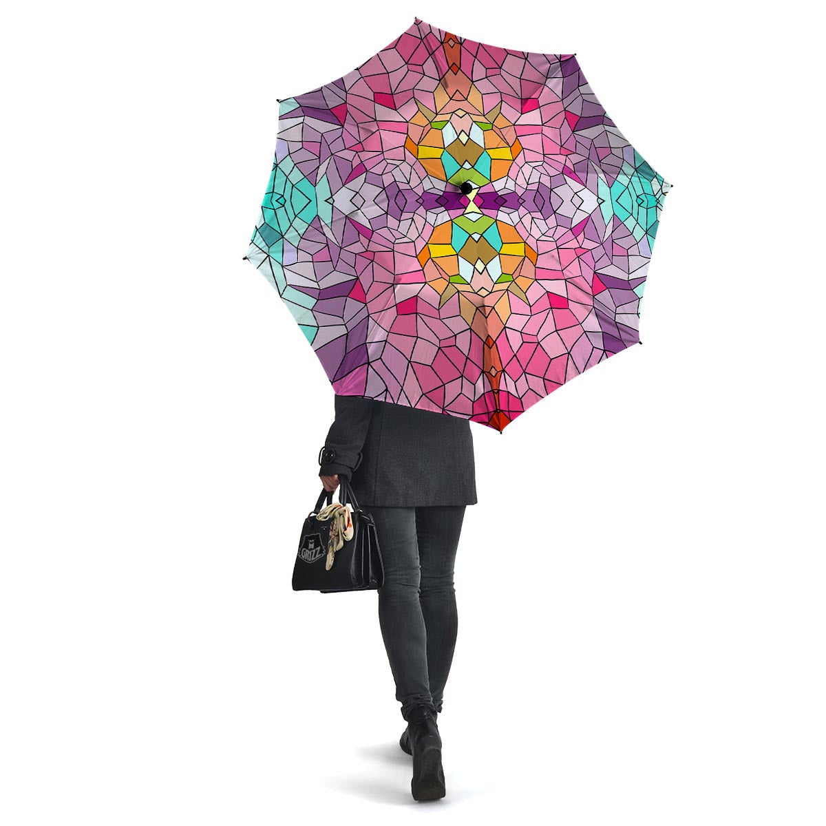 Mosaic Stained Glass Print Pattern Umbrella-grizzshop