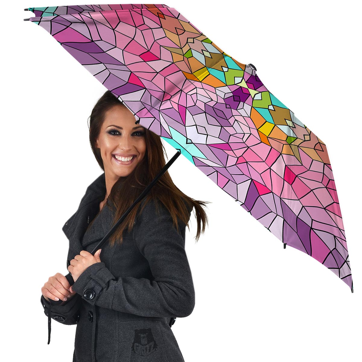 Mosaic Stained Glass Print Pattern Umbrella-grizzshop