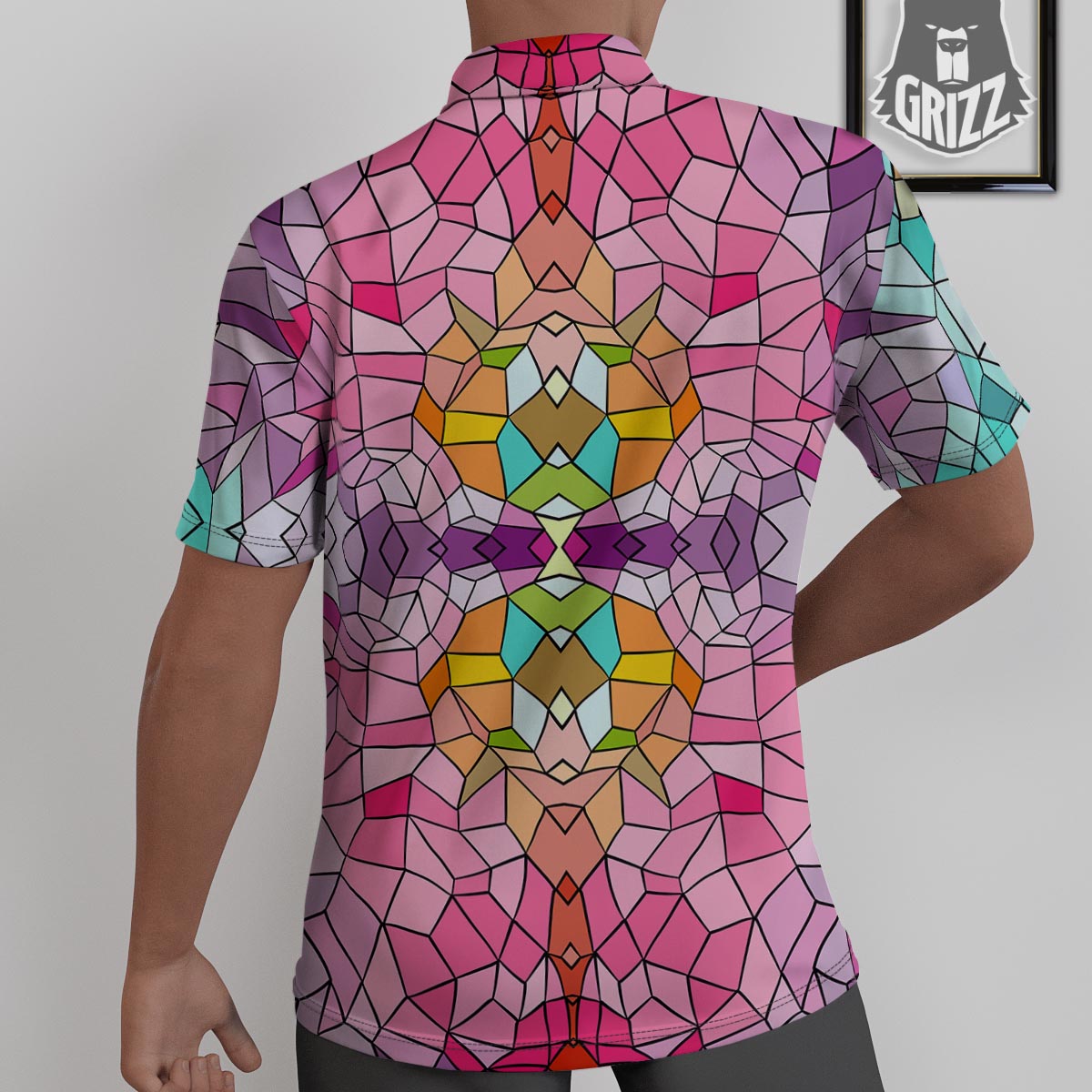 Mosaic Stained Glass Print Pattern Untucked Shirts-grizzshop