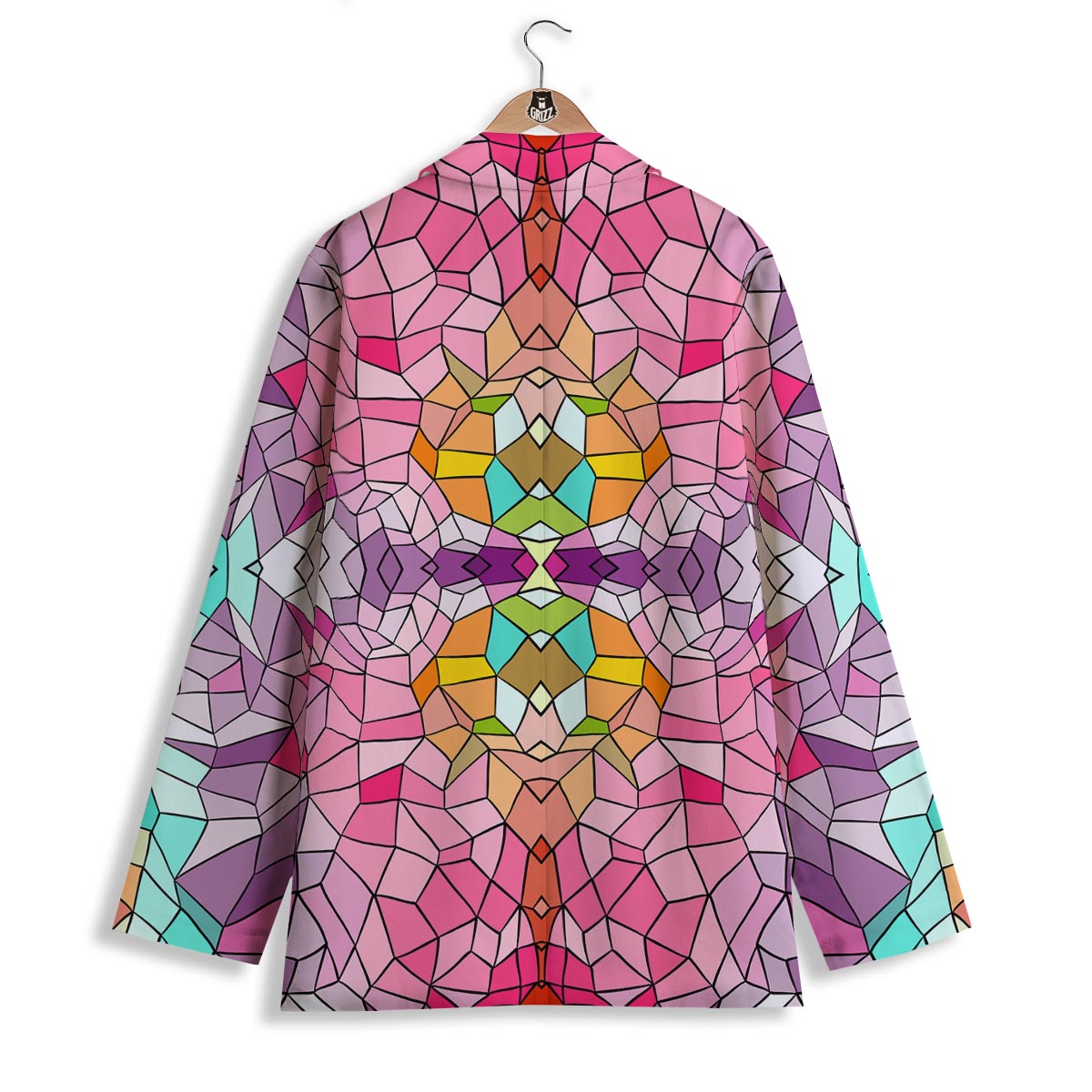 Mosaic Stained Glass Print Pattern Women's Blazer-grizzshop