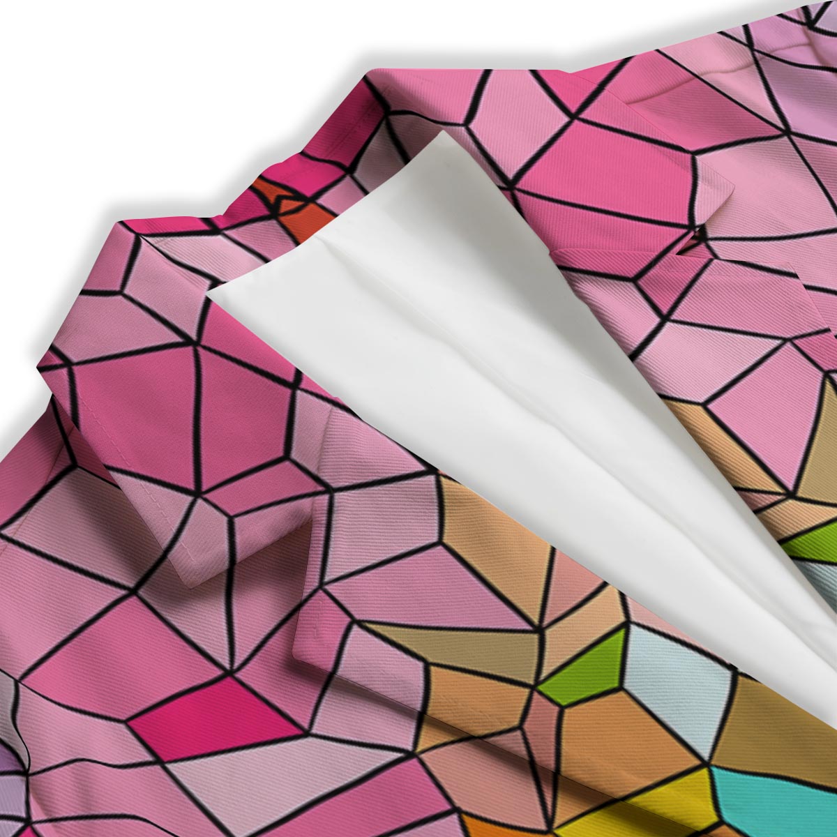 Mosaic Stained Glass Print Pattern Women's Blazer-grizzshop