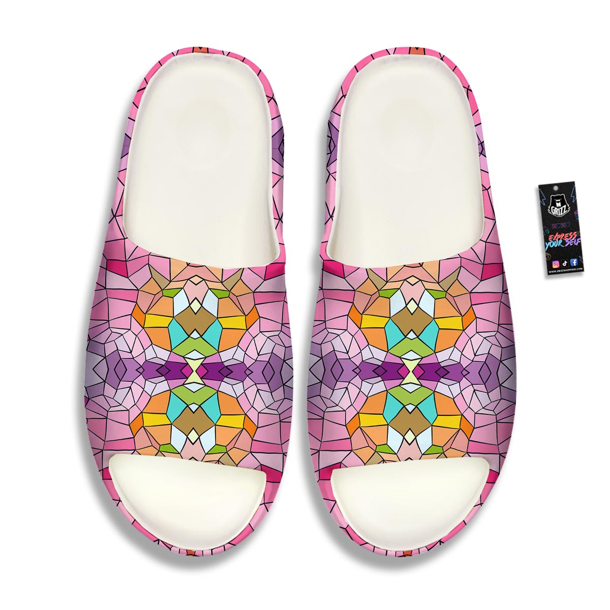 Mosaic Stained Glass Print Pattern Sandals-grizzshop