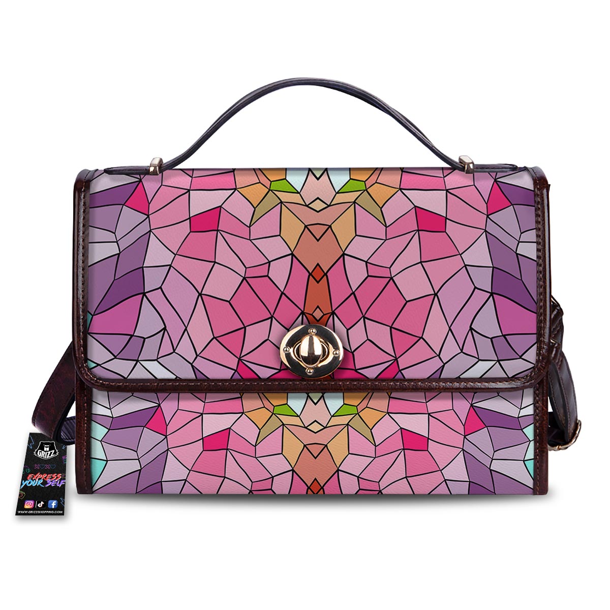 Mosaic Stained Glass Print Pattern Women's Satchel Bag