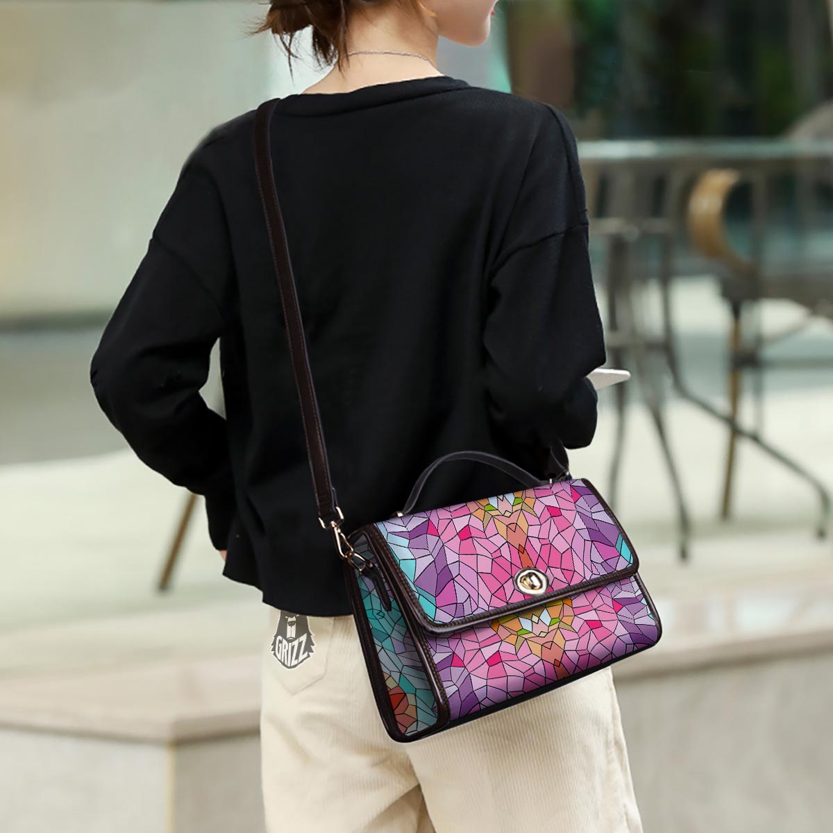 Mosaic Stained Glass Print Pattern Women's Satchel Bag