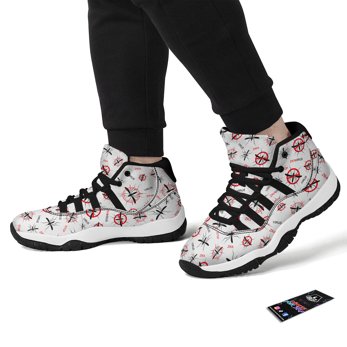 Mosquito Caution Print Pattern Black Bball Shoes-grizzshop