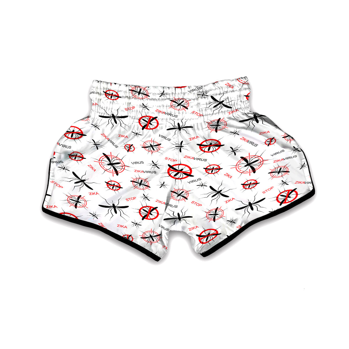 Mosquito Caution Print Pattern Muay Thai Boxing Shorts-grizzshop