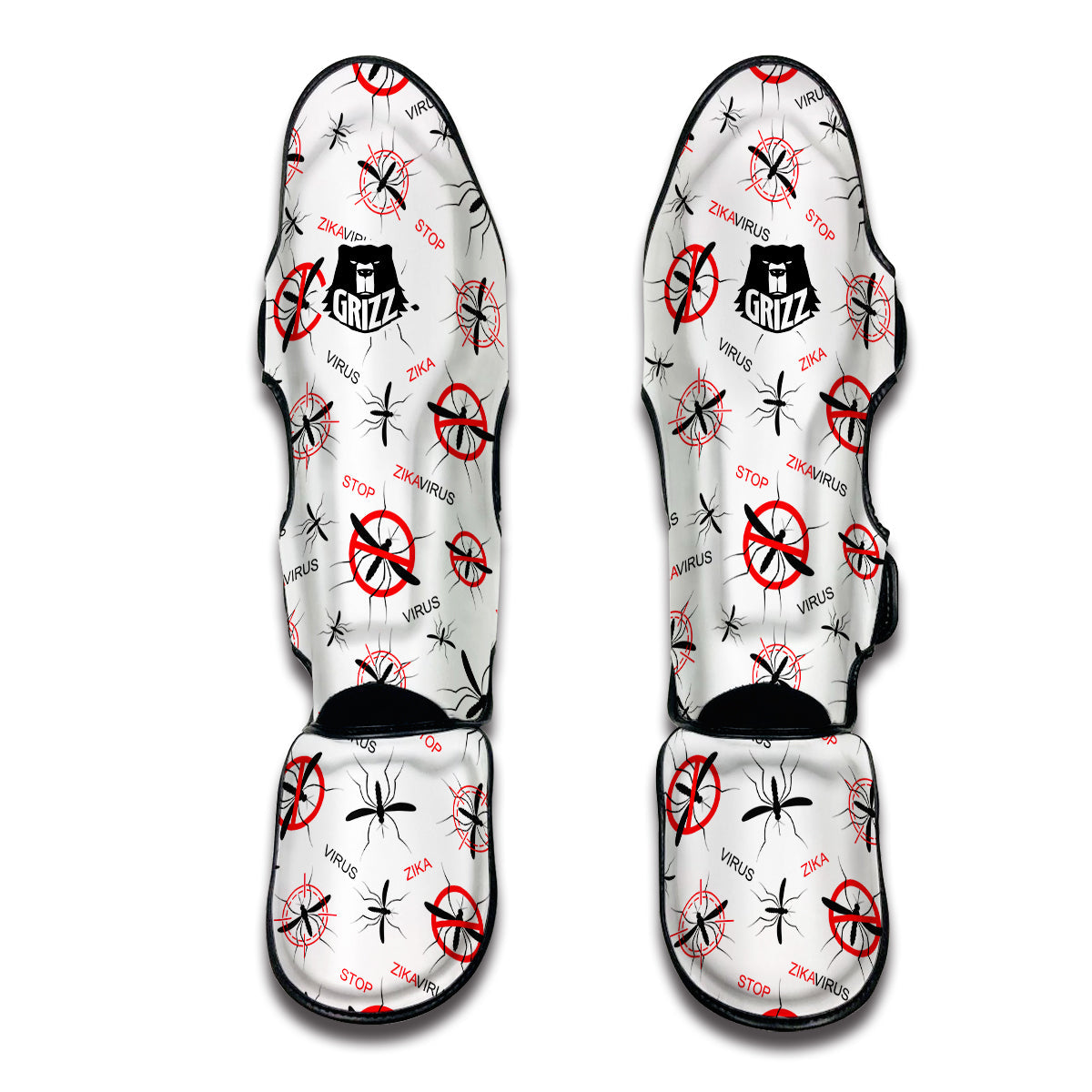 Mosquito Caution Print Pattern Muay Thai Shin Guards-grizzshop