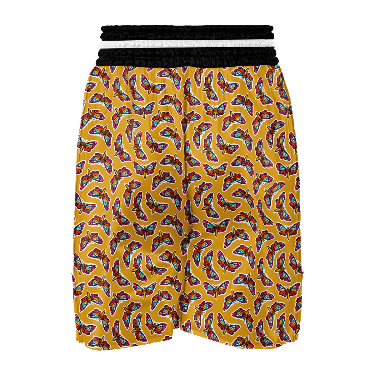 Moth Colorful And Yellow Print Pattern Boxing Shorts-grizzshop