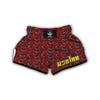 Moth Skull Red Print Pattern Muay Thai Boxing Shorts-grizzshop