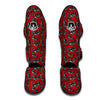 Moth Skull Red Print Pattern Muay Thai Shin Guards-grizzshop