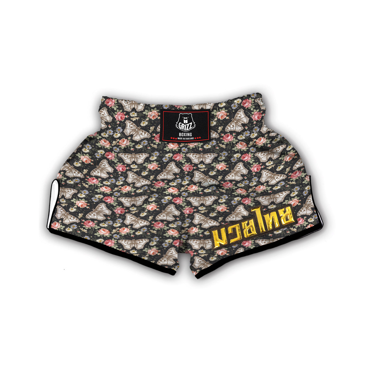 Moth Vintage And Floral Print Pattern Muay Thai Boxing Shorts-grizzshop