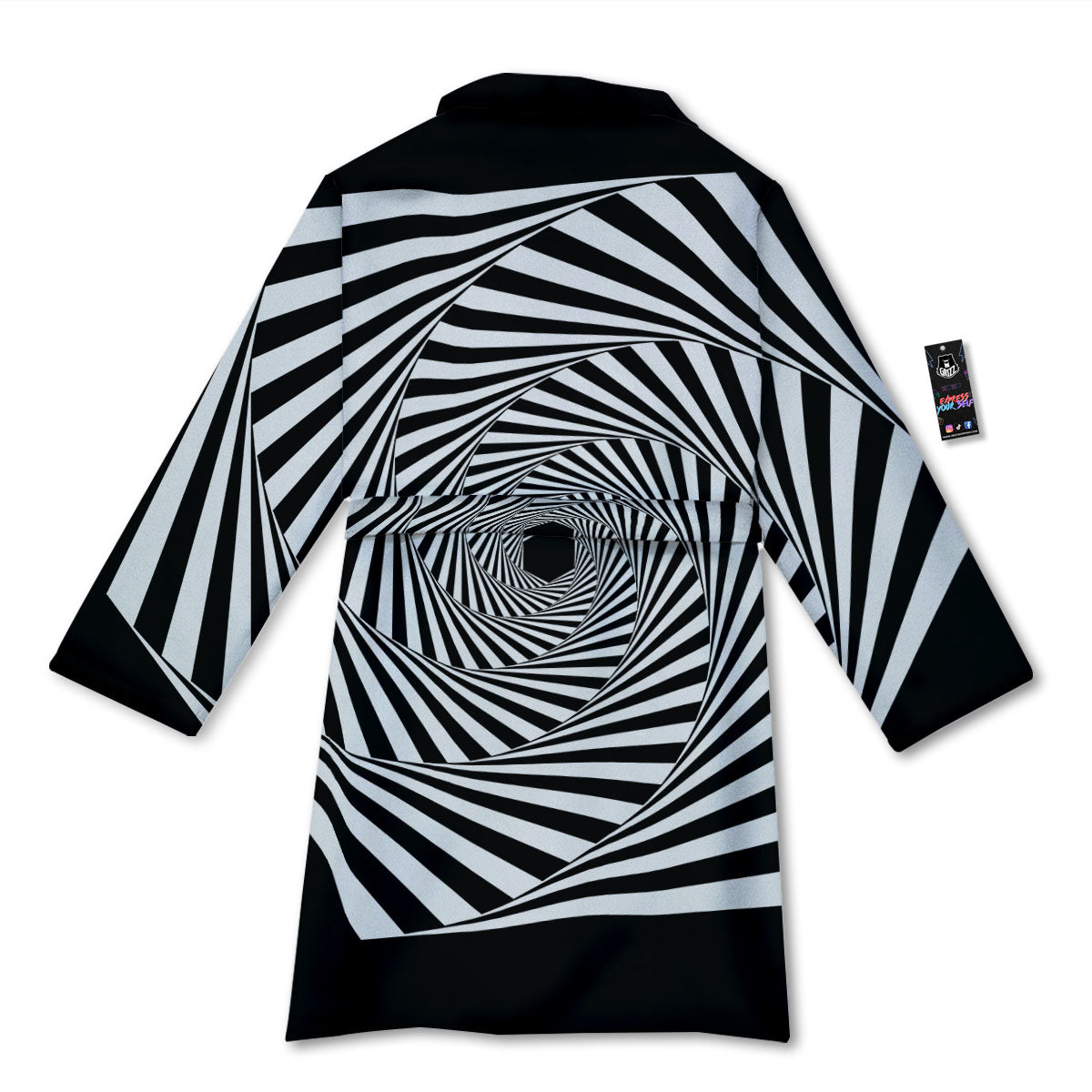 Motion Illusion Angular Swirl Print Bathrobe-grizzshop