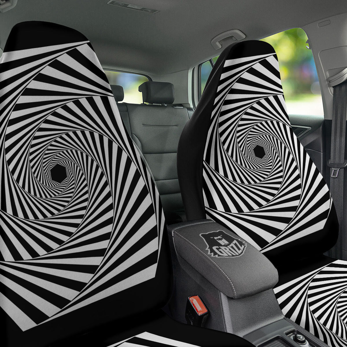 Motion Illusion Angular Swirl Print Car Seat Covers-grizzshop