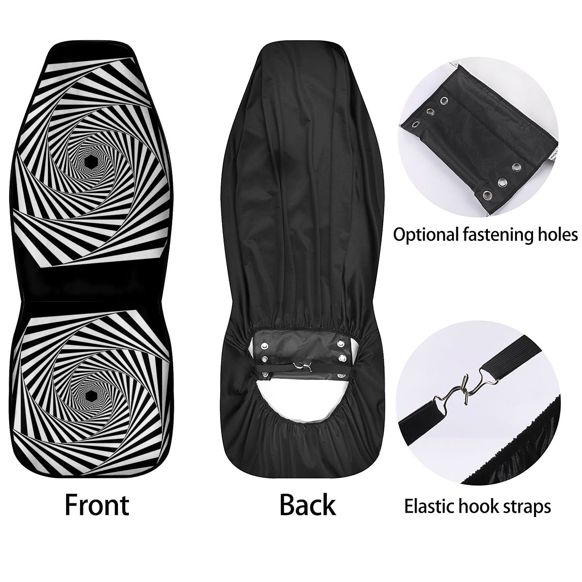 Motion Illusion Angular Swirl Print Car Seat Covers-grizzshop