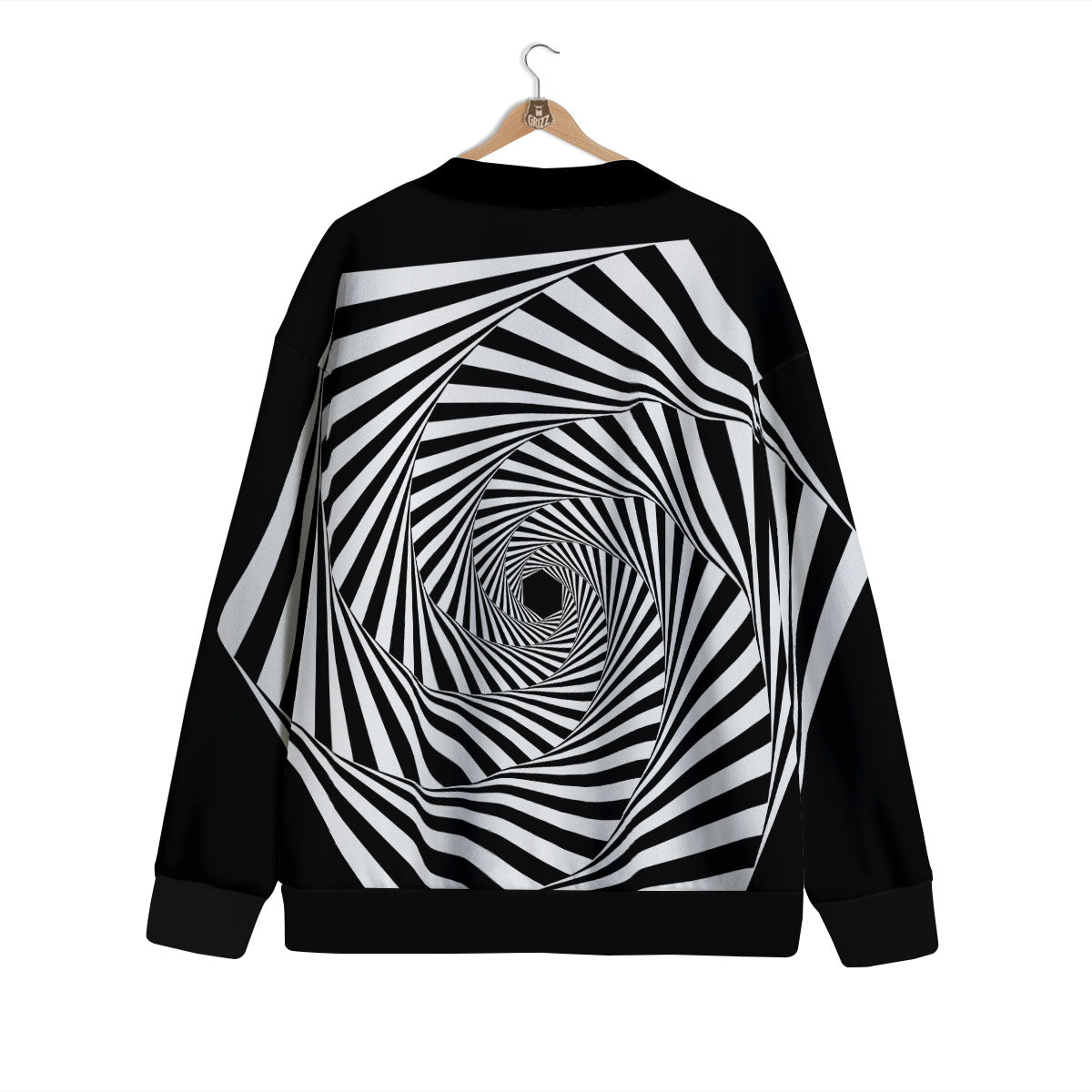 Motion Illusion Angular Swirl Print Cardigan-grizzshop