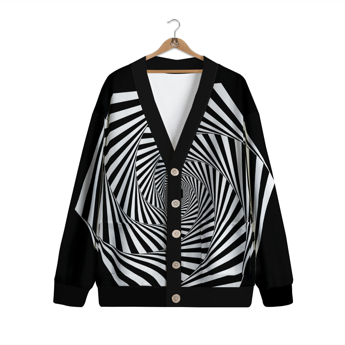 Motion Illusion Angular Swirl Print Cardigan-grizzshop