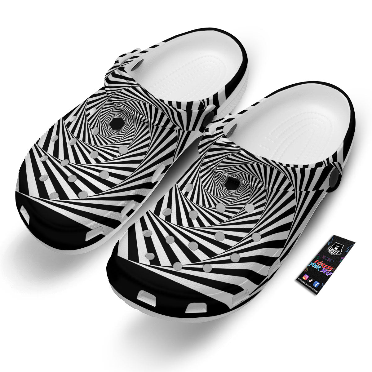 Motion Illusion Angular Swirl Print Clog-grizzshop